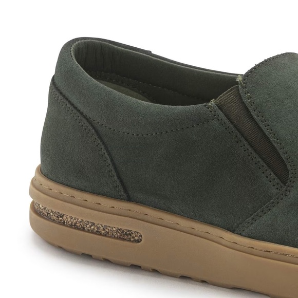 new men\'s 10 Birkenstock Oswego Suede Leather Comfort Slip-On shoe thyme